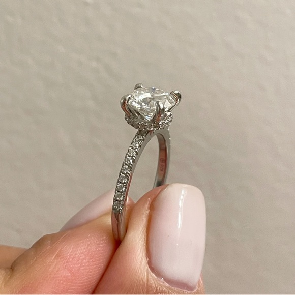 2.00ct Genuine Moissanite Engagement Ring, Hidden Halo, Sterling Silver - Picture 9 of 10